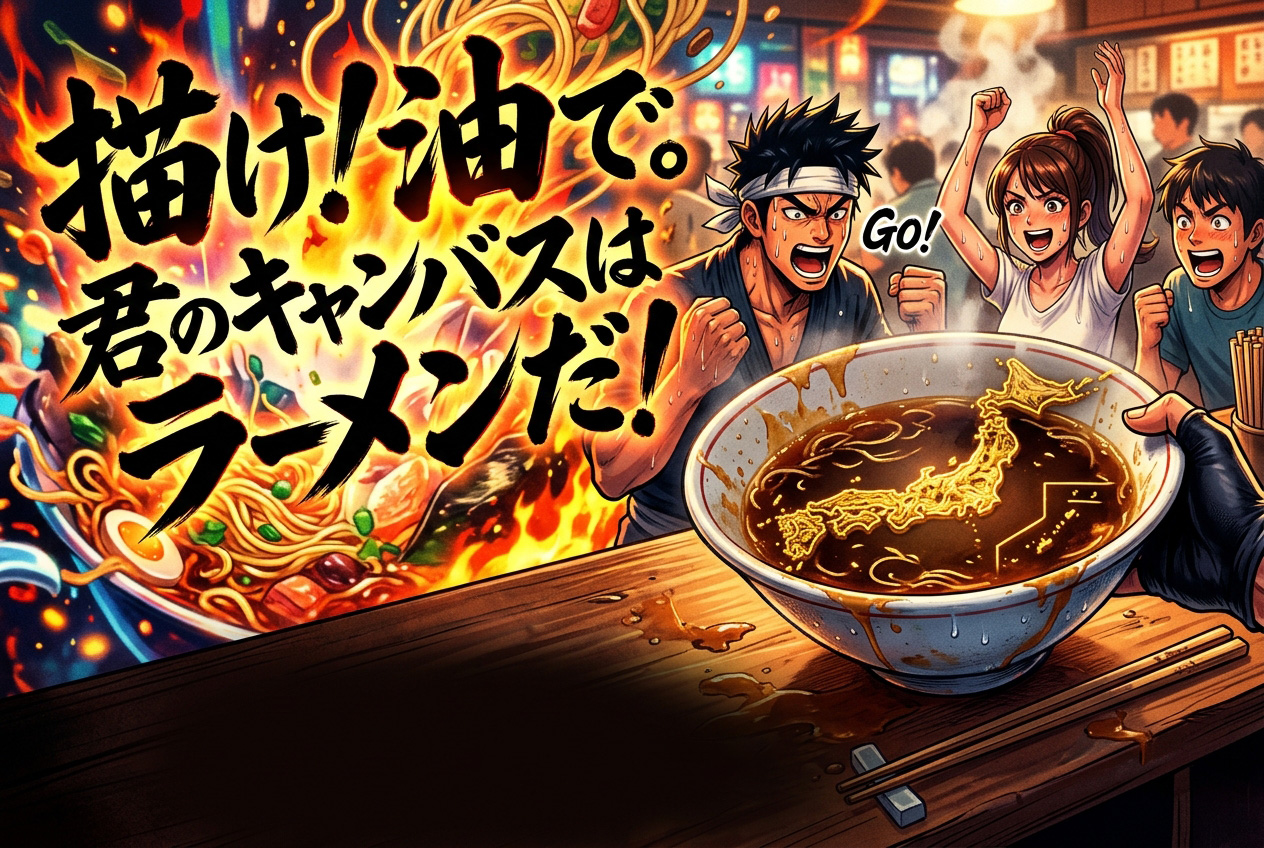 描け！油で。君のキャンバスはラーメンだ！